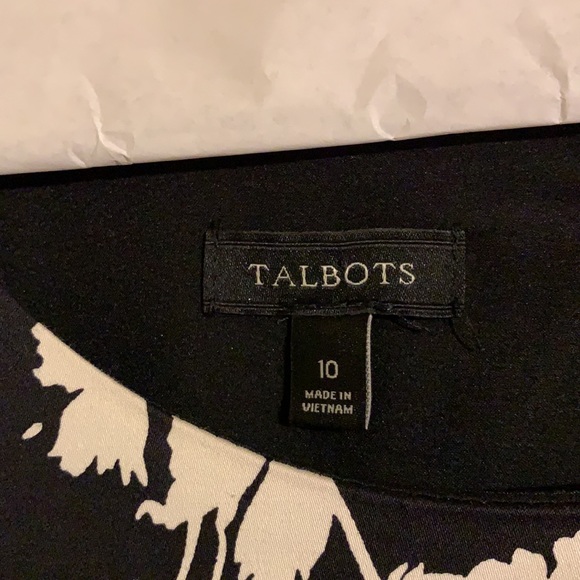 Talbot’s Black and Ivory Print Dress Size 10 - Picture 4 of 9